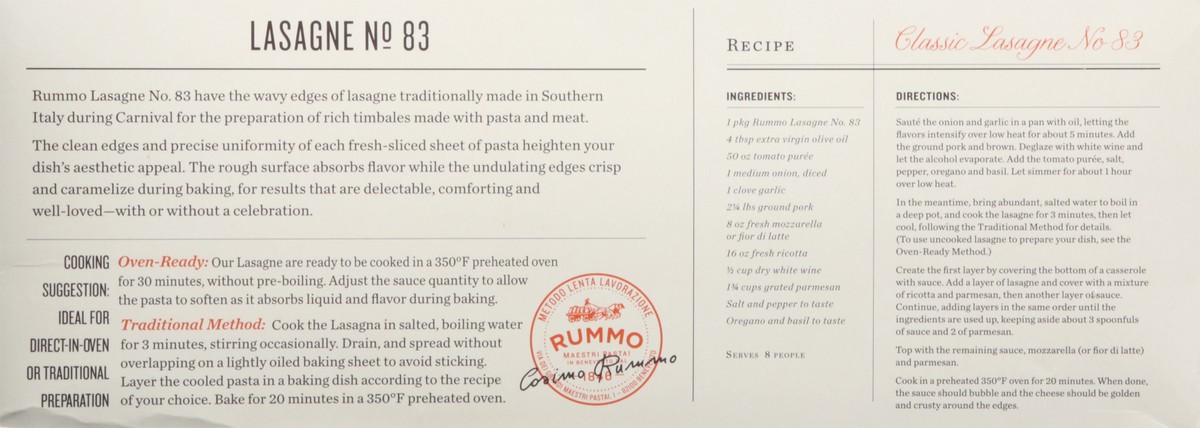 slide 13 of 13, Rummo Lasagna, 1 lb