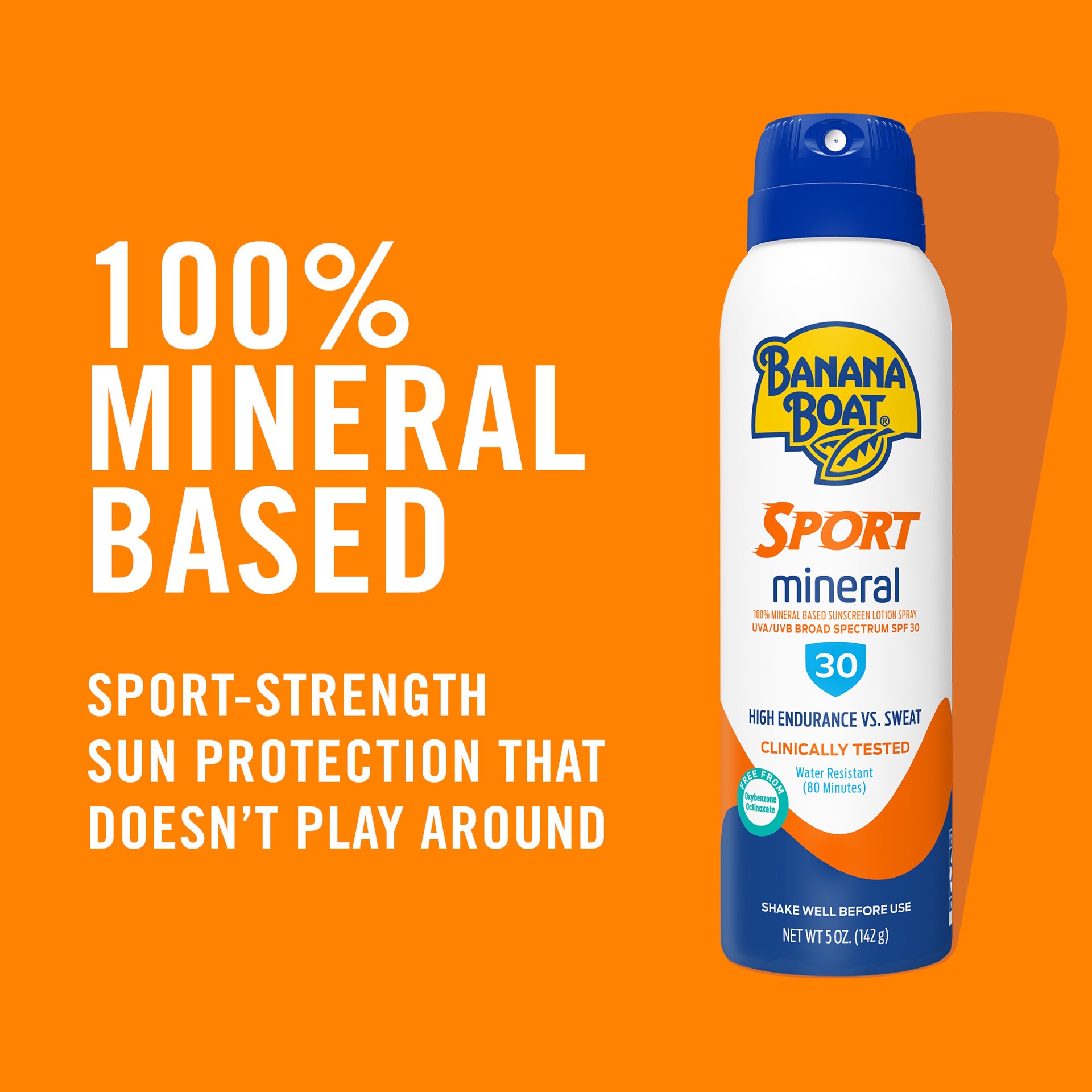 slide 3 of 7, Banana Boat Sport 100% Mineral Sunscreen Spray SPF 30, 5oz, 1 cnt