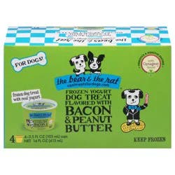 The Bear & The Rat Frozen Yogurt Bacon & Peanut Butter Dog Treats - 4 x 3.5 fl oz Cups