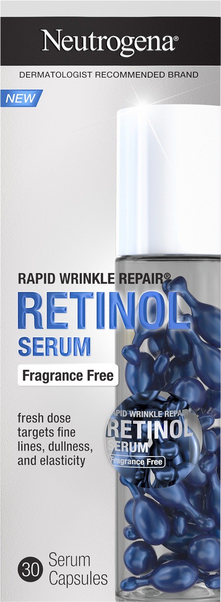 slide 3 of 8, Neutrogena Rapid Wrinkle Repair Retinol Face Serum Capsules - Fragrance Free - 30ct, 30 ct