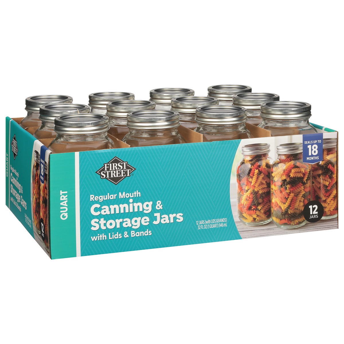 slide 11 of 11, First Street Fs Canning Jar W/Lids & Bands, 12 ct
