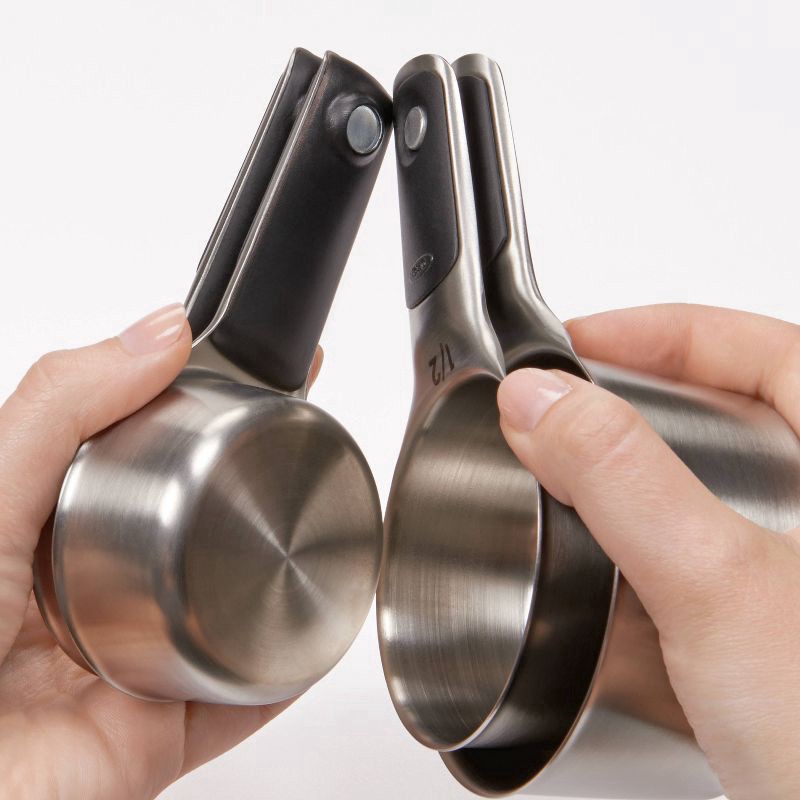 slide 5 of 5, OXO 4pc Stainless Steel Magnetic Measuring Cups Set Black, 4 ct