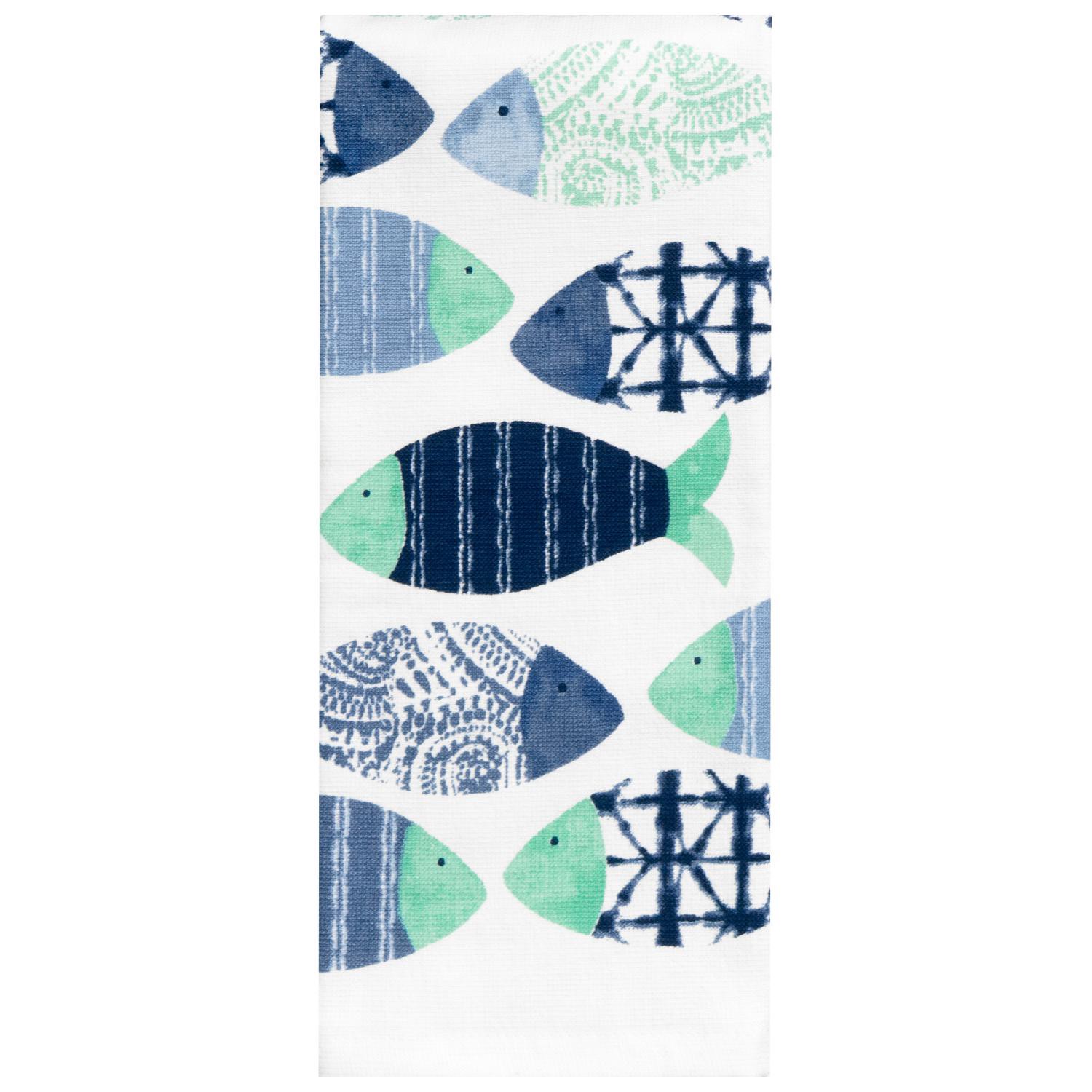 slide 1 of 2, Meijer Corporate Seasonal Mcs Summer Patterned Fish Blue Print Dual Kitchen Towel, 16 In X 26 In, 1 ct