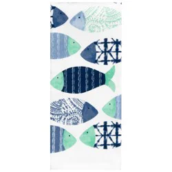 Meijer Corporate Seasonal Mcs Summer Patterned Fish Blue Print Dual Kitchen Towel, 16 In X 26 In