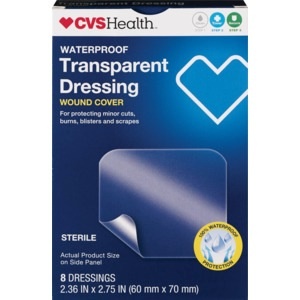 slide 1 of 1, CVS Health Sterile Clear Latex-Free Window Bandages 2.36 In X 2.75 In, 8 ct