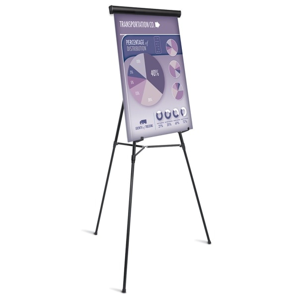 slide 1 of 1, Office Depot Brand Presentation Easel, Black with Chart Holder, 35 1/2 in x 65 in