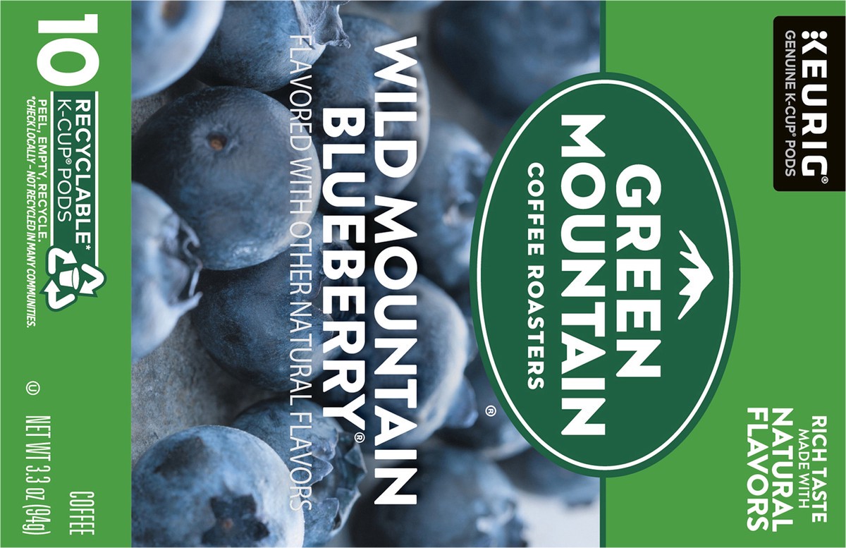 slide 9 of 10, Green Mountain Coffee Roasters Wild Mountain Blueberry Keurig Single-Serve K-Cup pods, Light Roast Coffee, 10 Count, 10 ct