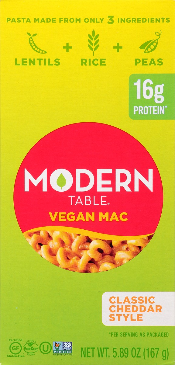 slide 5 of 10, Modern Table Complete Protein Vegan Mac Classic Cheddar Style, 5.89 oz