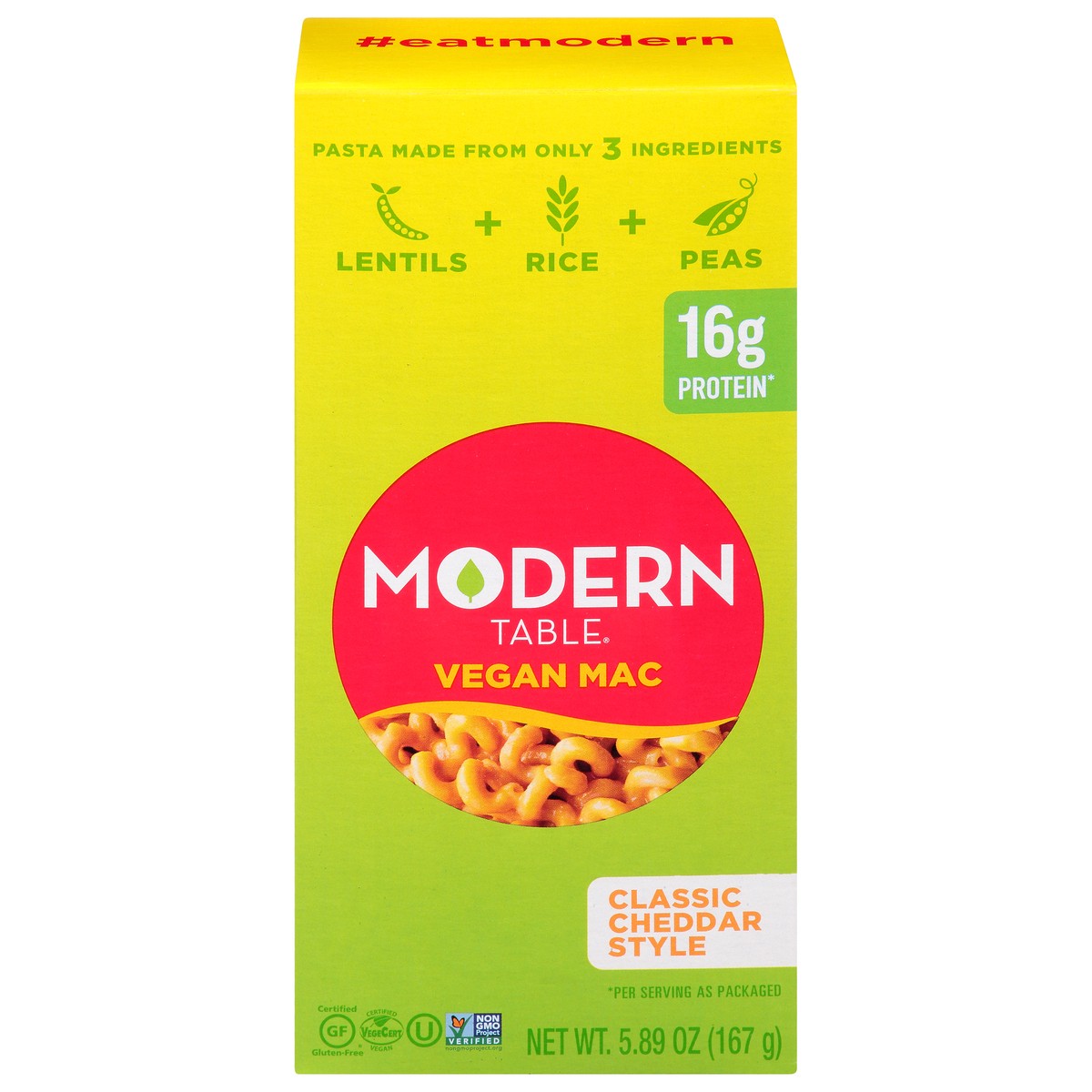 slide 1 of 1, Modern Table Complete Protein Vegan Mac Classic Cheddar Style, 5.89 oz
