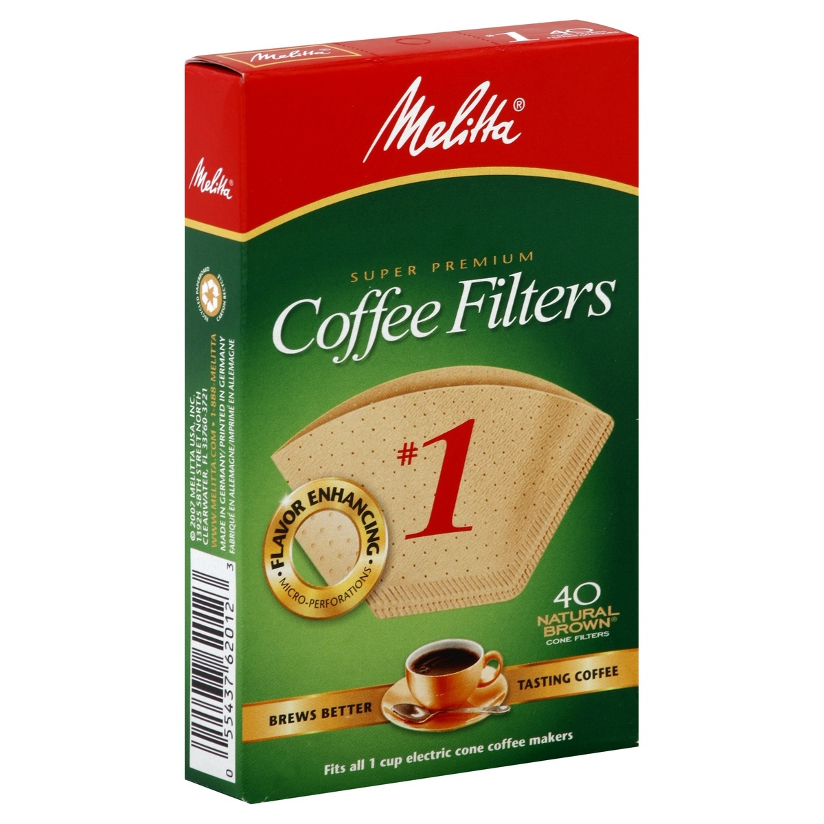 slide 1 of 6, Melitta Cone No. 1 Natural Brown Coffee Filters, 40 ct
