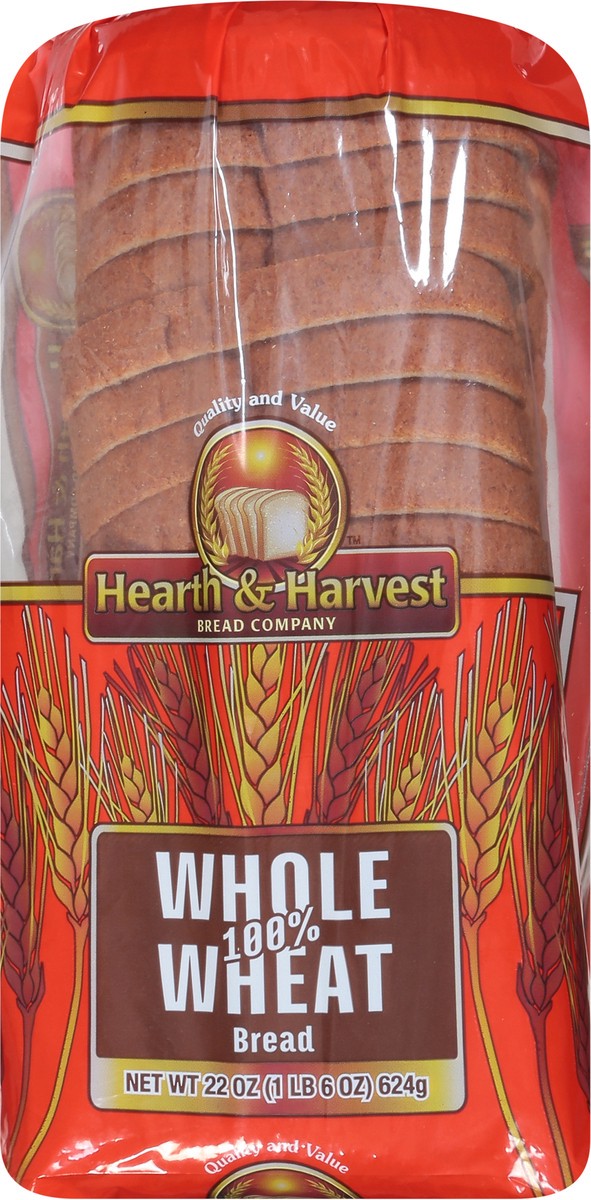 slide 2 of 9, Hearth & Harvest Bread Company 100% Whole Wheat Bread 22 oz, 22 oz