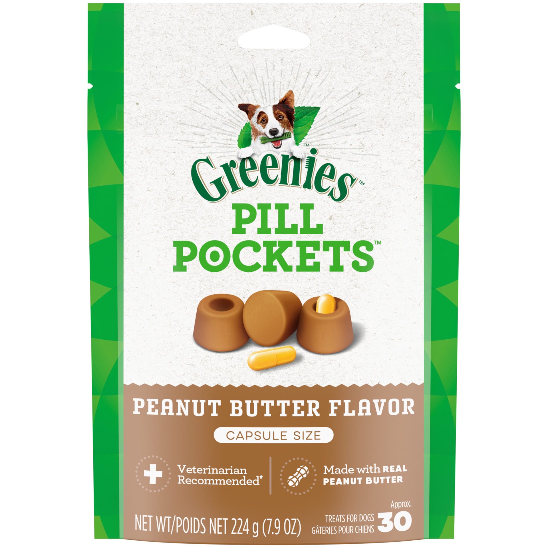 slide 1 of 9, Greenies Pill Pockets Peanut Butter Flavor Treats for Dogs Capsule Size 7.9 oz, 7.9 oz