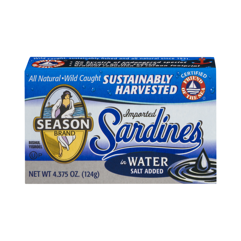 slide 1 of 1, Season Brand Imported Sardines in Water Salt Added, 4.38 oz