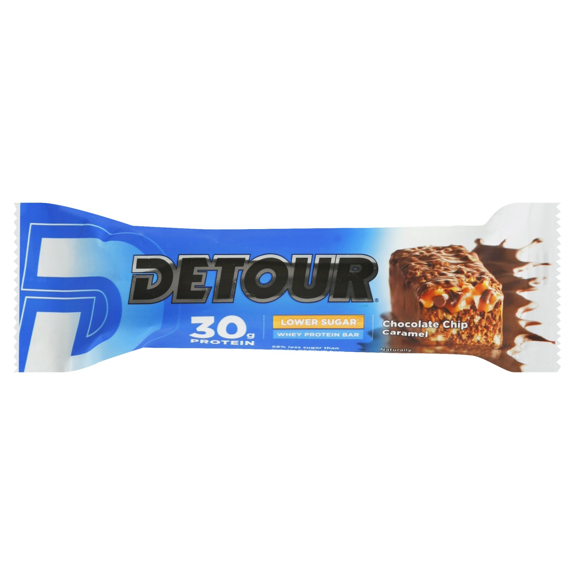 slide 1 of 6, Detour Chocolate Chip Caramel Deluxe Whey Protein Energy Bar, 3 oz