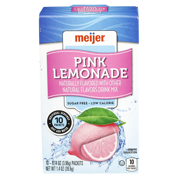 slide 1 of 1, Meijer Drink Mix, Pink Lemonade, 10 ct