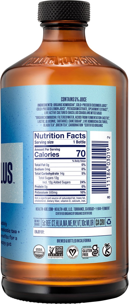 slide 8 of 9, Health-Ade Plus Hydrate Kombucha - 16 fl oz, 16 fl oz