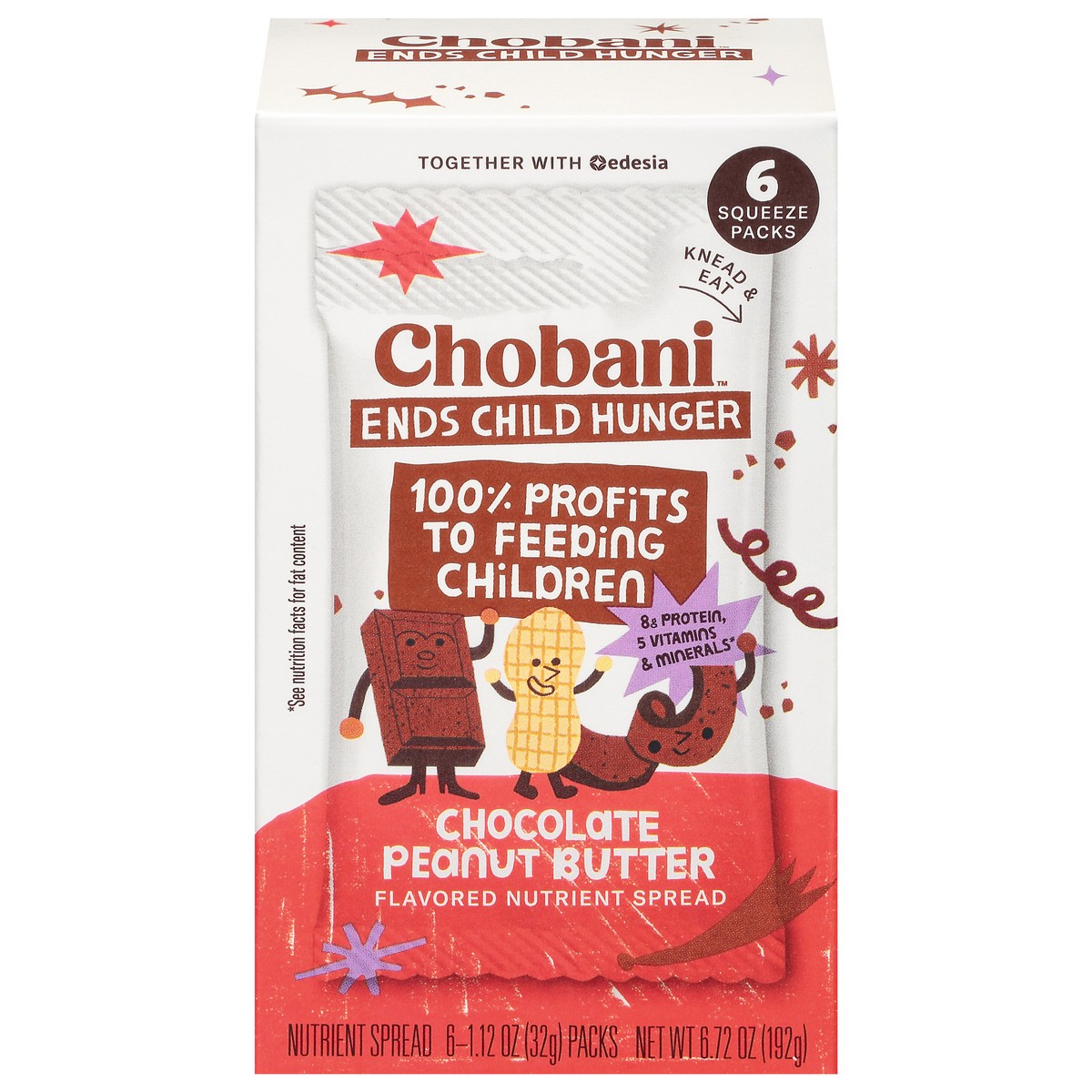 slide 1 of 5, Chobani Chocolate Peanut Butter Flavored Nutrient Spread 6-1.12 oz Packs, 6 ct