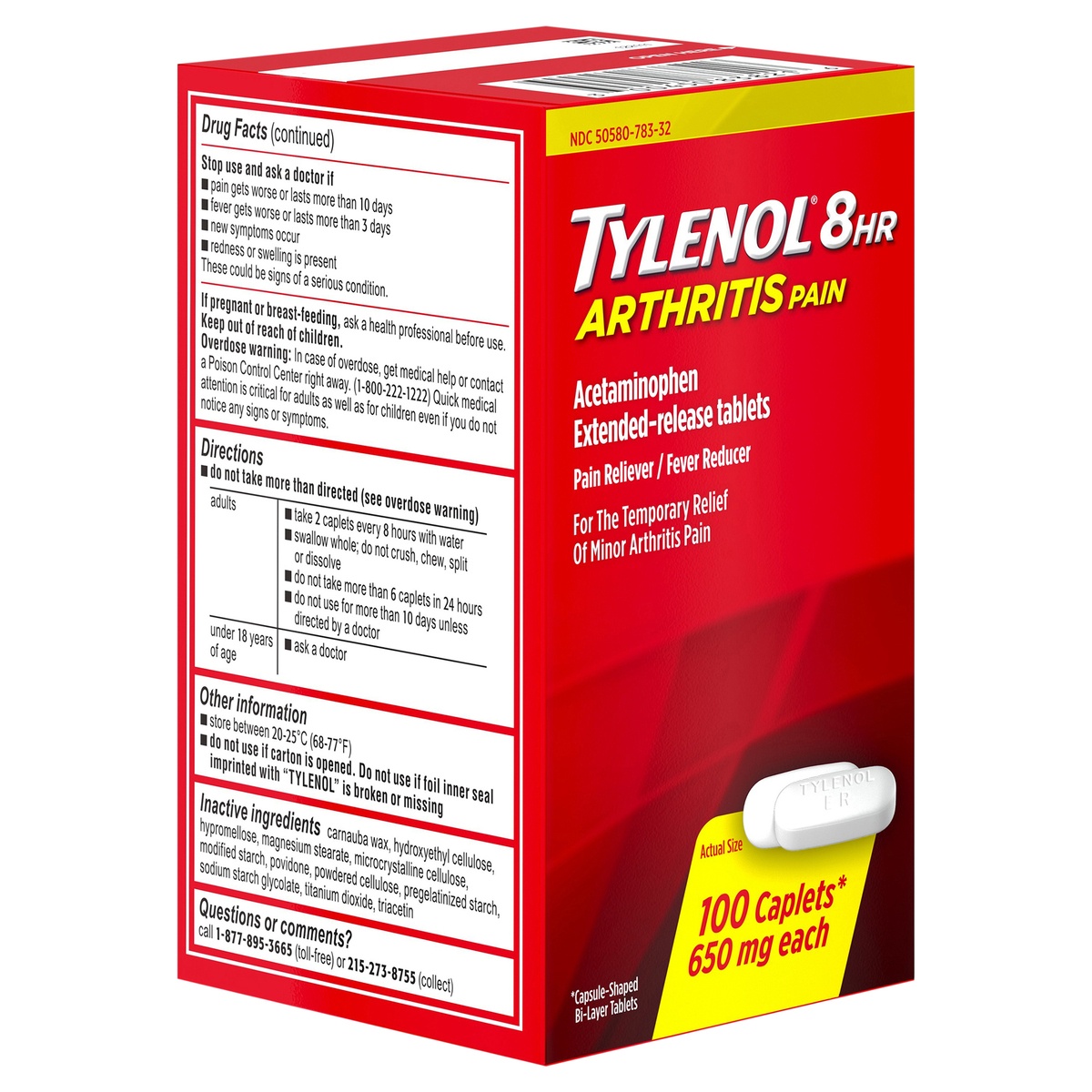 slide 2 of 8, Tylenol 8 Hour Arthritis Pain Relief Extended-Release Tablets Acetaminophen, Joint Pain Reliever & Fever Reducer Medicine, Oral Pain Reliever for Arthritis & Joint Pain, 100 ct