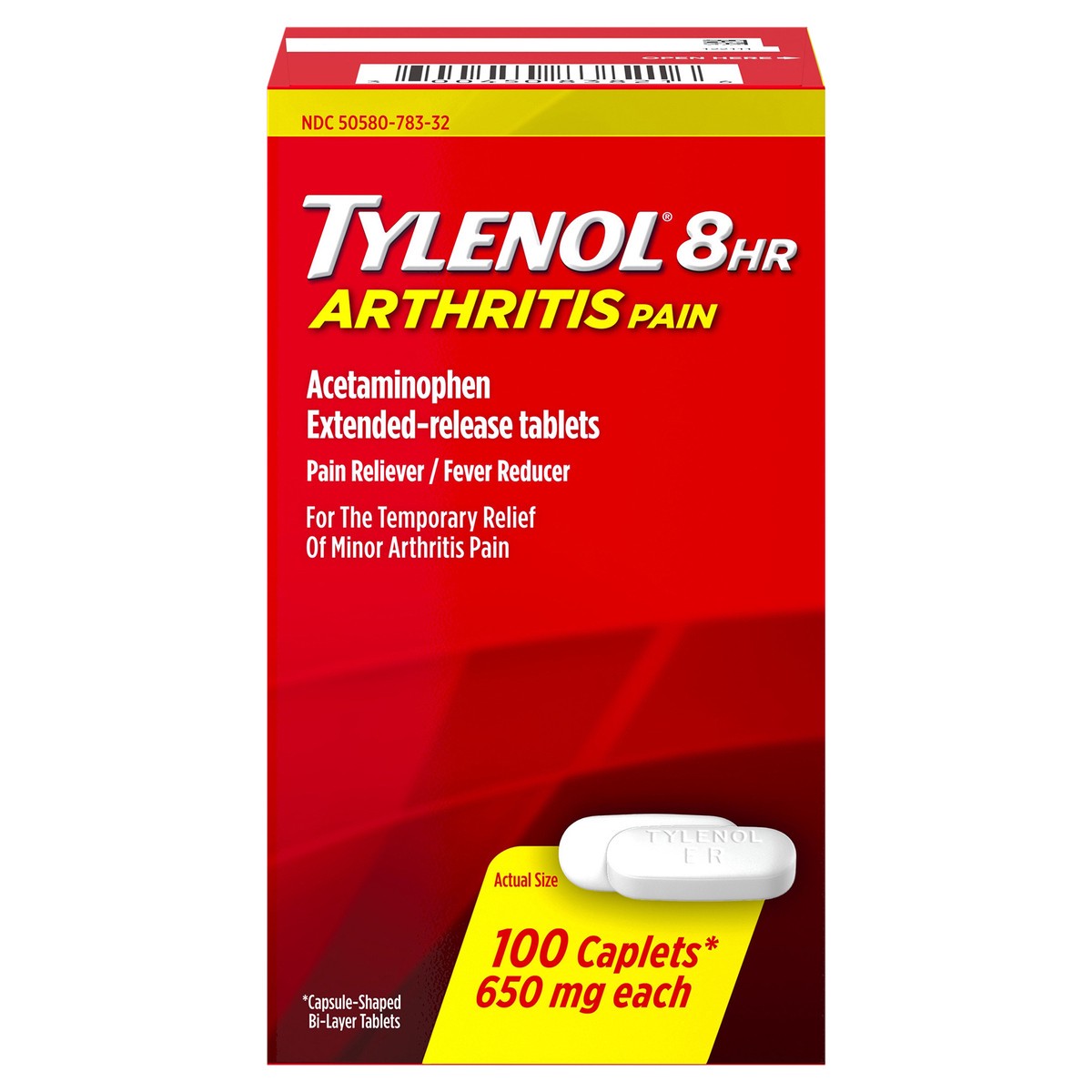 slide 1 of 8, Tylenol 8 Hour Arthritis Pain Relief Extended-Release Tablets Acetaminophen, Joint Pain Reliever & Fever Reducer Medicine, Oral Pain Reliever for Arthritis & Joint Pain, 100 ct