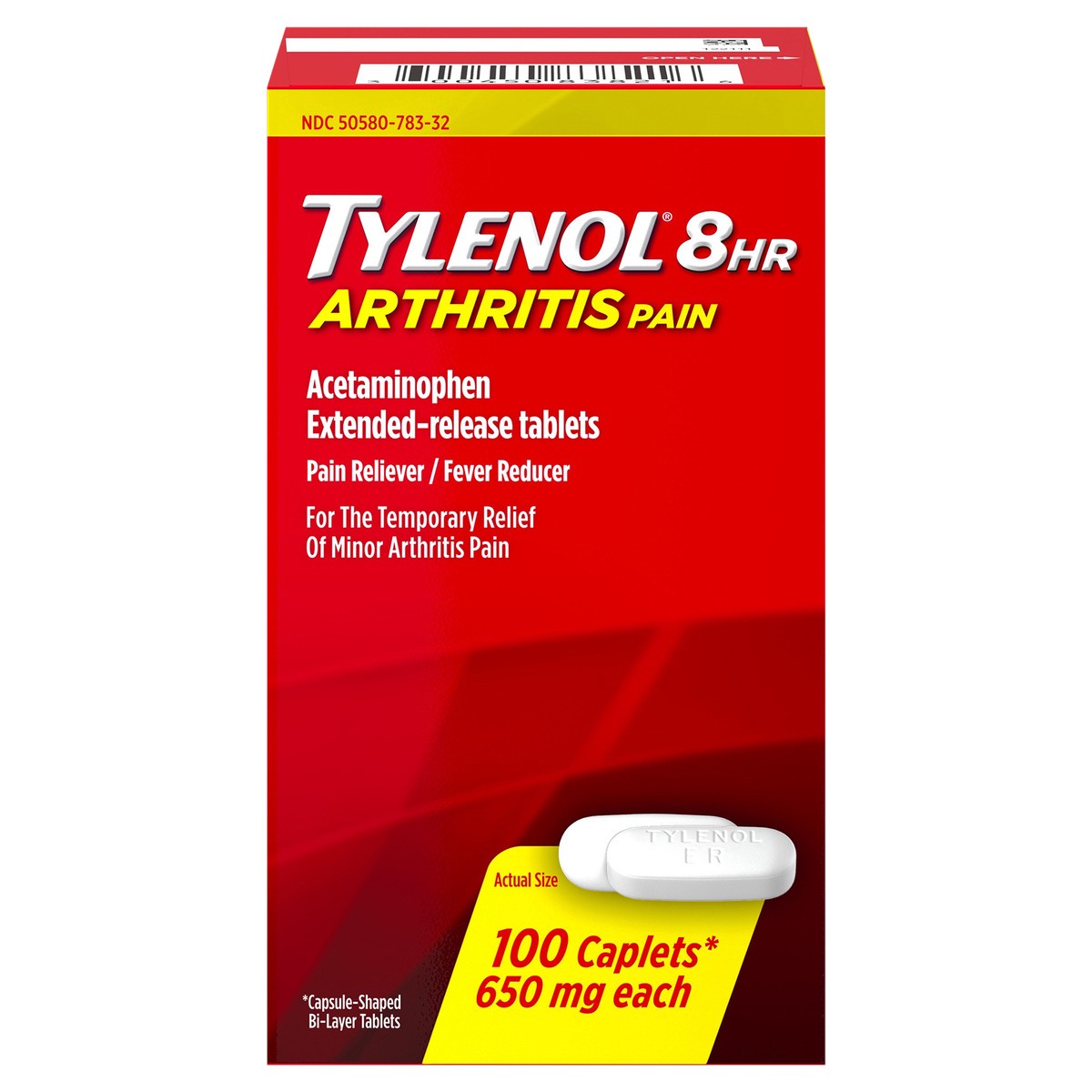 slide 1 of 6, Tylenol 8HR Arthritis Pain Relief Caplets, 650 mg Acetaminophen Pain Relief Pills for Minor Arthritis Pain & Joint Pain, Fever Reducer, Oral Pain Reliever for Joint Pain; 100 ct.; Pack of 1, 