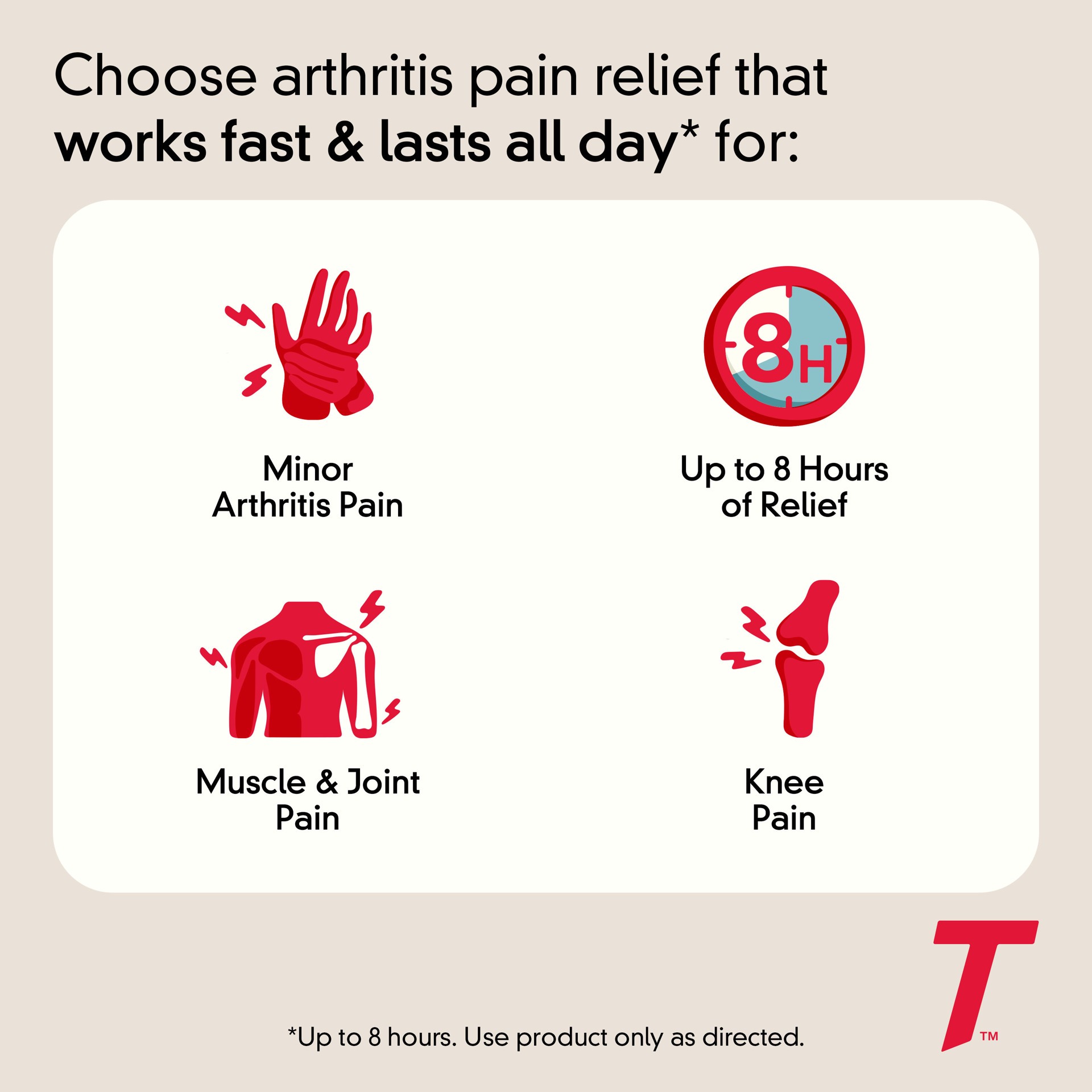 slide 9 of 9, Tylenol 8HR Arthritis Pain Relief Caplets, 650 mg Acetaminophen Pain Relief Pills for Minor Arthritis Pain & Joint Pain, Fever Reducer, Oral Pain Reliever for Joint Pain; 100 ct.; Pack of 1, 100 ct