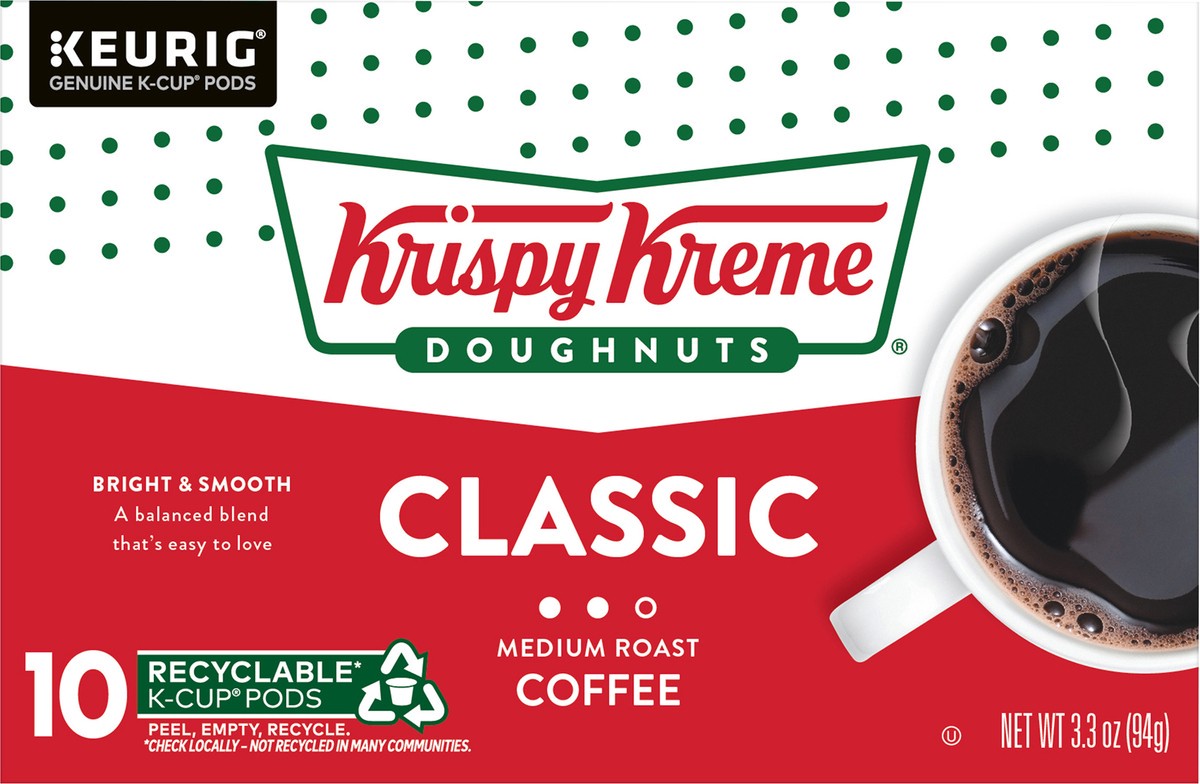 slide 4 of 10, Krispy Kreme Classic Keurig Single-Serve K-Cup Pods, Medium Roast Coffee, 10 Count, 10 ct