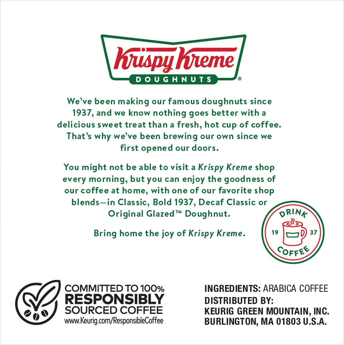 slide 5 of 10, Krispy Kreme Classic Keurig Single-Serve K-Cup Pods, Medium Roast Coffee, 10 Count, 10 ct