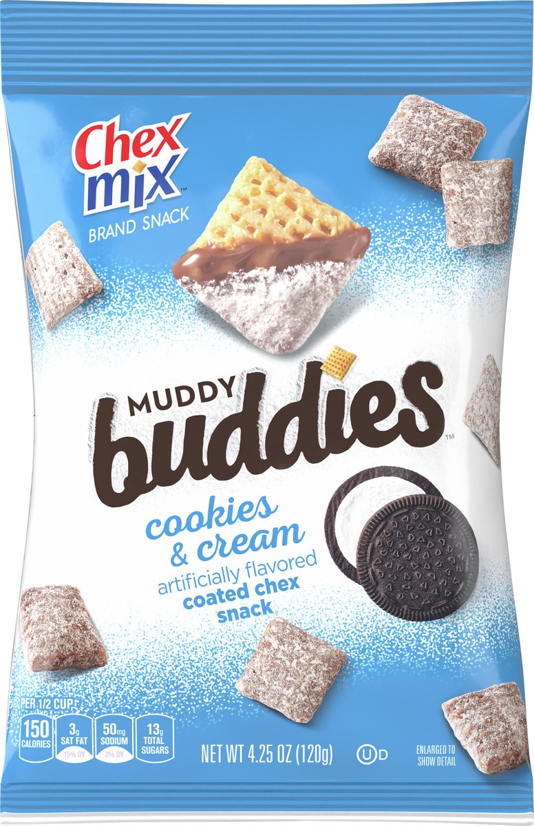 slide 9 of 9, Chex Mix Muddy Buddies, Cookies and Cream, Snack Bag, 4.25 oz, 4.25 oz