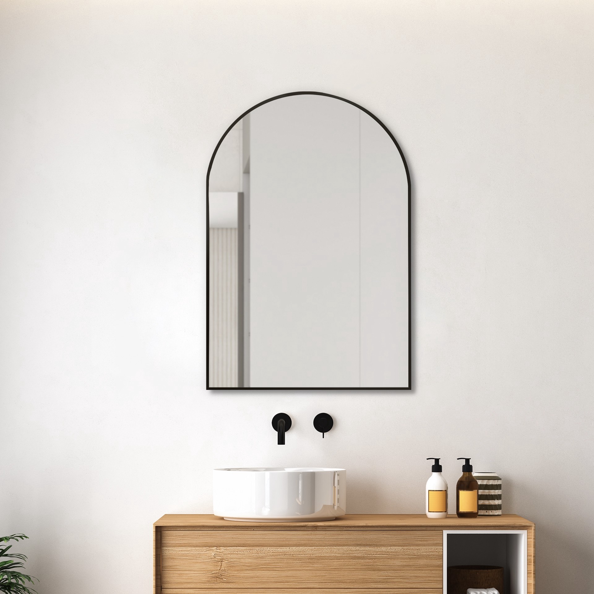 slide 3 of 5, 20" X 30" Black Arch Decorative Mirror By Ashland, 20 in x 30 in