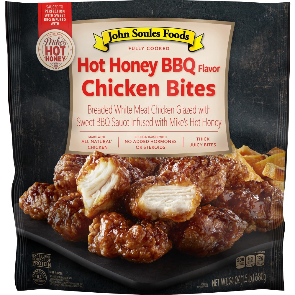 slide 2 of 2, John Soules Hot Honey Bbq Chicken Bites, 24 oz
