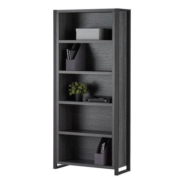 slide 2 of 7, Realspace Dejori 70"H 5-Shelf Bookcase, Charcoal, 1 ct