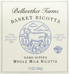 Bellwether Farms Whole Milk Hand-Dipped Basket Ricotta 12 oz