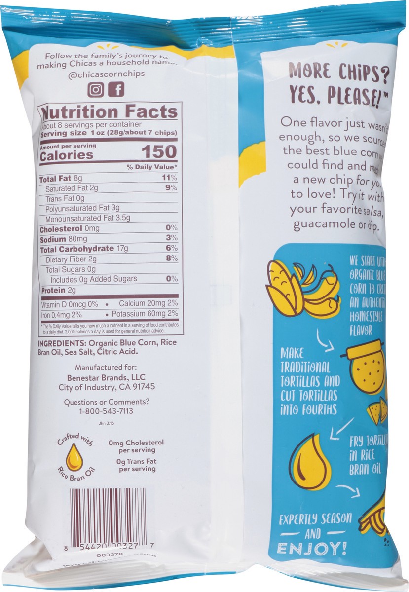 slide 2 of 13, Chicas Blue Corn Tortilla Chips, 7.5 oz