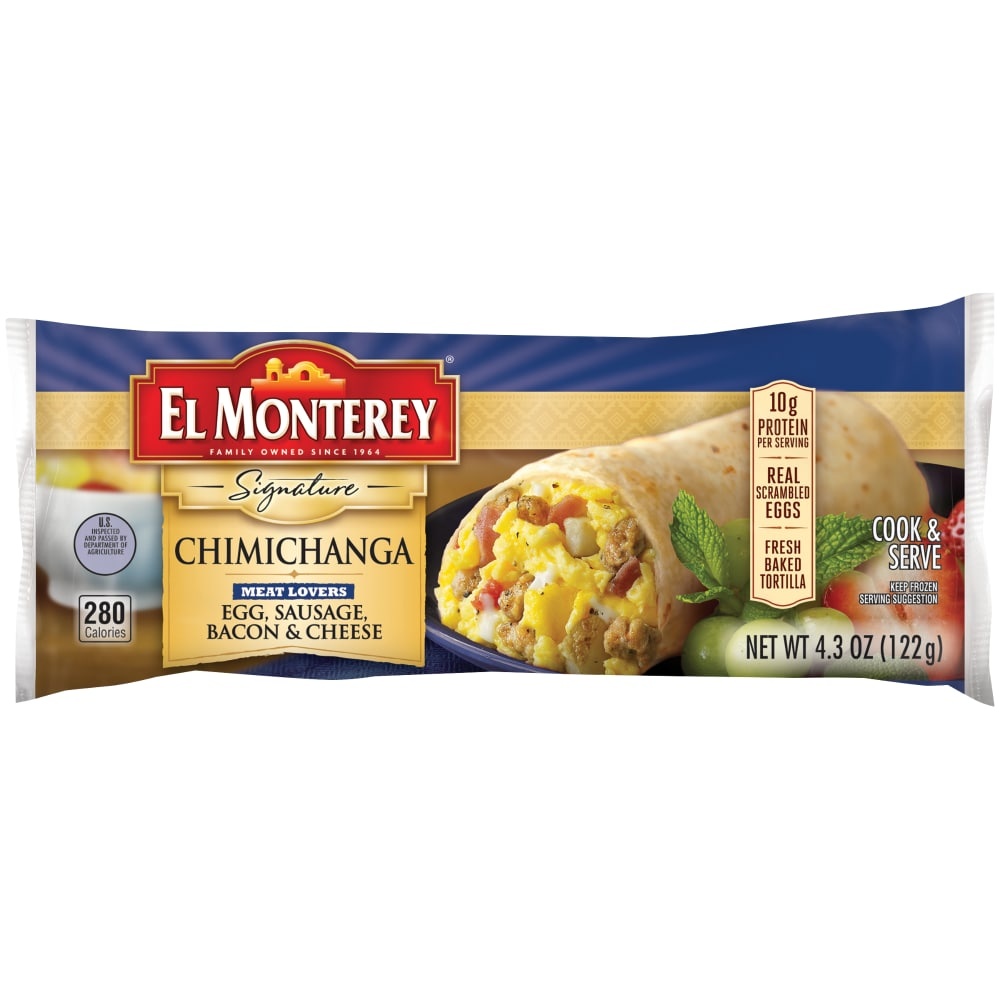 slide 1 of 1, El Monterey Egg Sausage Bacon Cheese Chimichanga, 4.3 oz