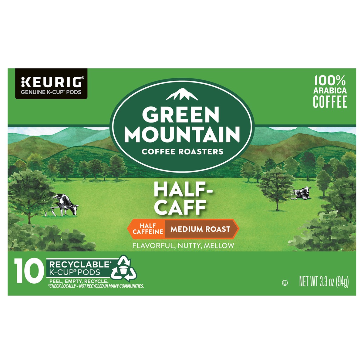 slide 8 of 10, Green Mountain Coffee Roasters Half Caff Keurig Single-Serve K-Cup pods, Medium Roast Coffee- 10 ct, 10 ct