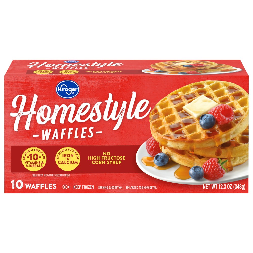 slide 1 of 6, Kroger Homestyle Waffles, 10 ct; 1.23 oz