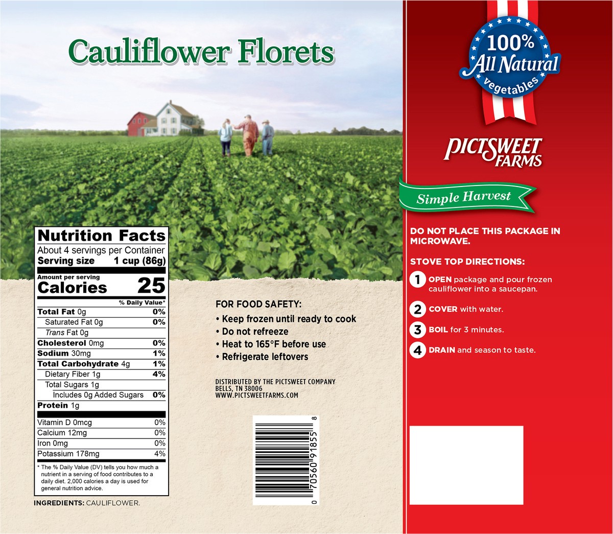 slide 8 of 8, PictSweet Cauliflower Florets, 12 oz