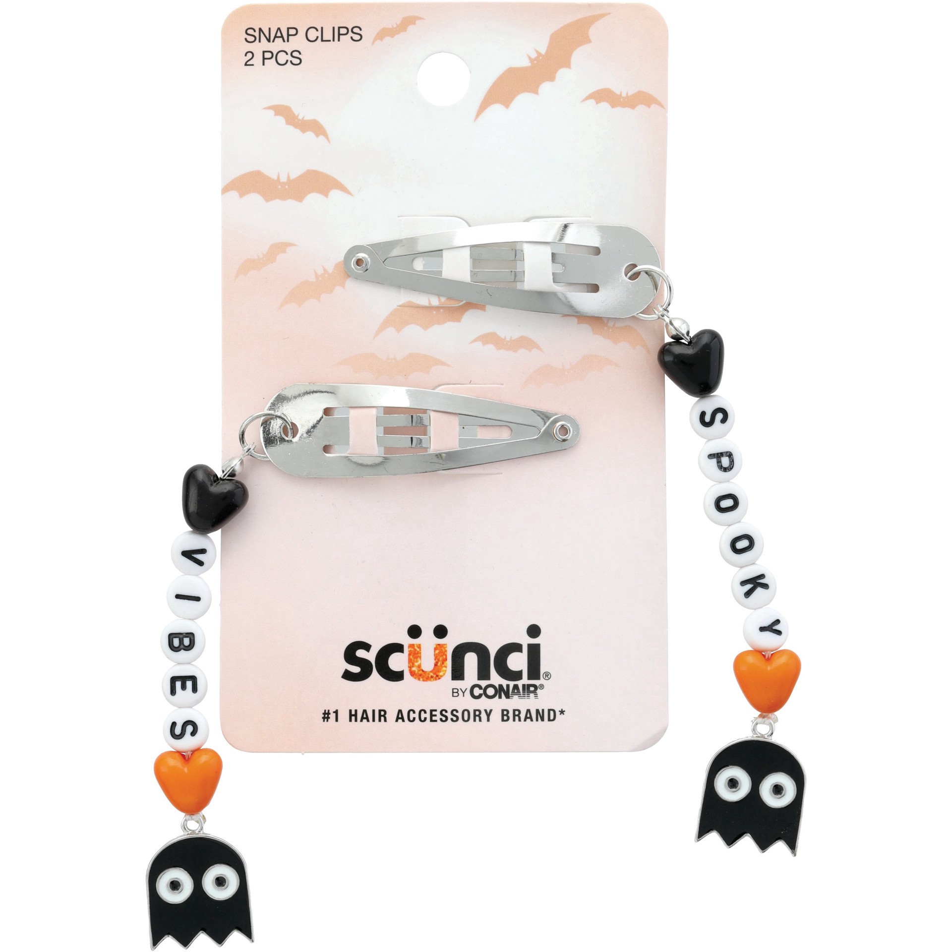 slide 1 of 1, scünci Scunci Halloween Dangling Spooky Vibes Snap Clips, 2 ct