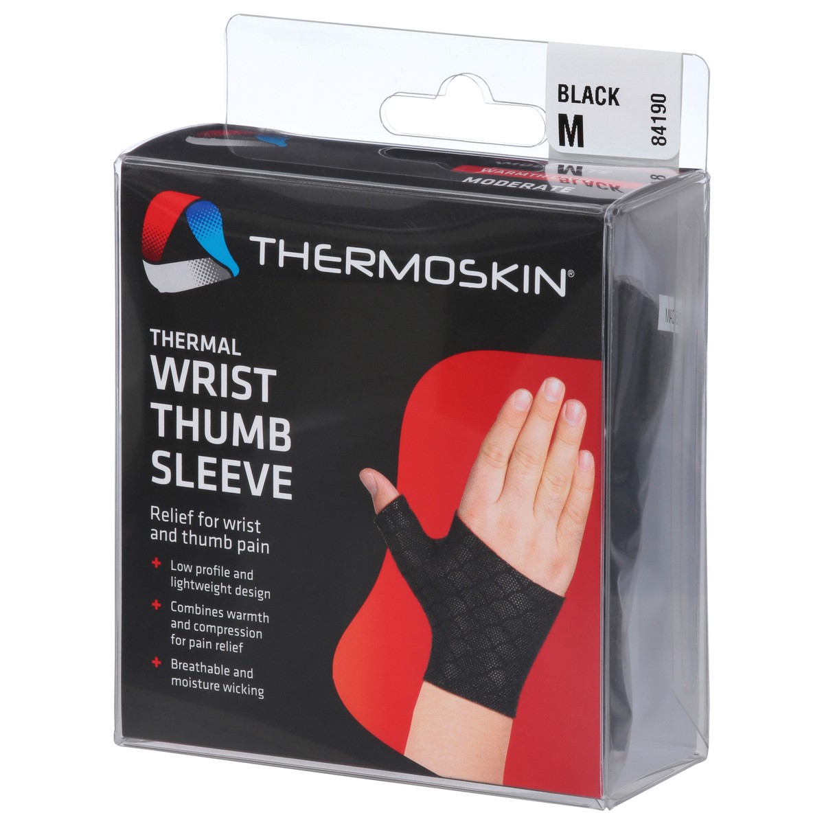 slide 2 of 13, Thermoskin M Black Thermal Wrist Thumb Sleeve 1 ea, 1 ct