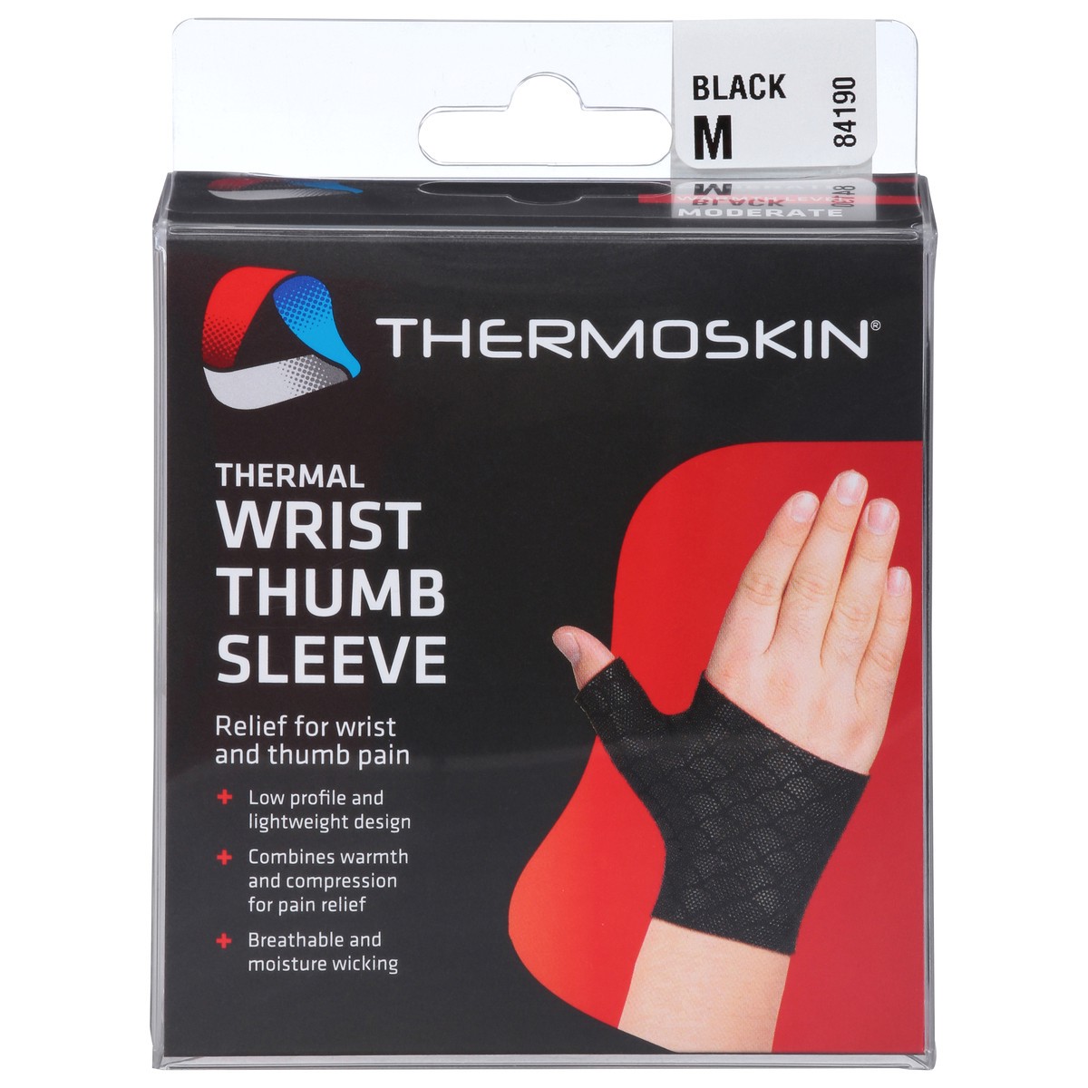 slide 13 of 13, Thermoskin M Black Thermal Wrist Thumb Sleeve 1 ea, 1 ct