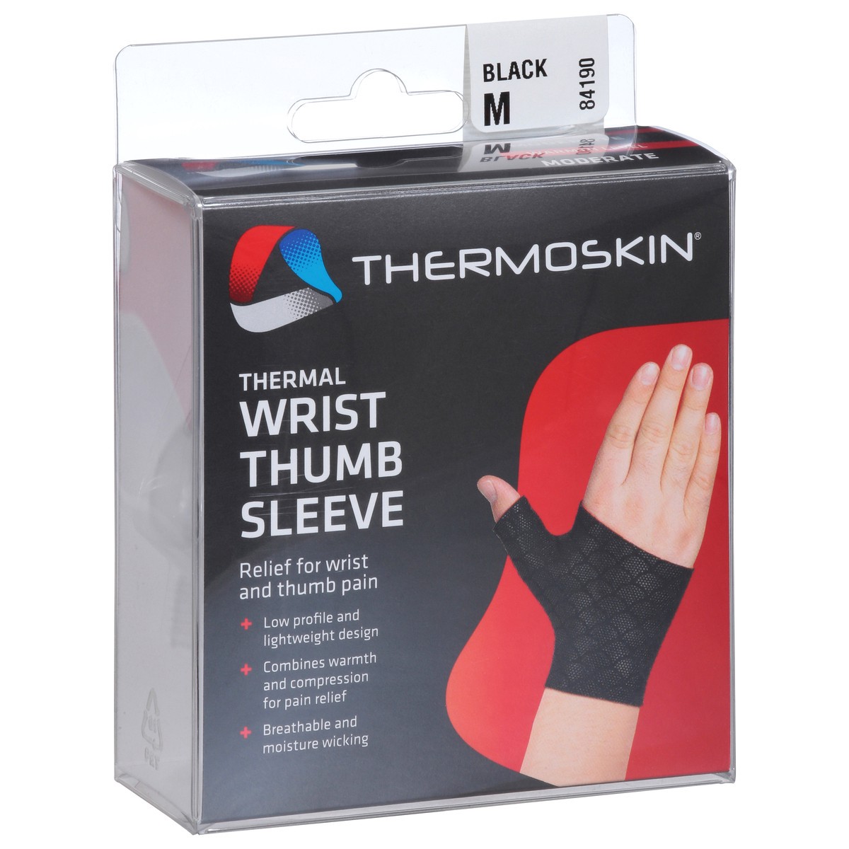 slide 7 of 13, Thermoskin M Black Thermal Wrist Thumb Sleeve 1 ea, 1 ct