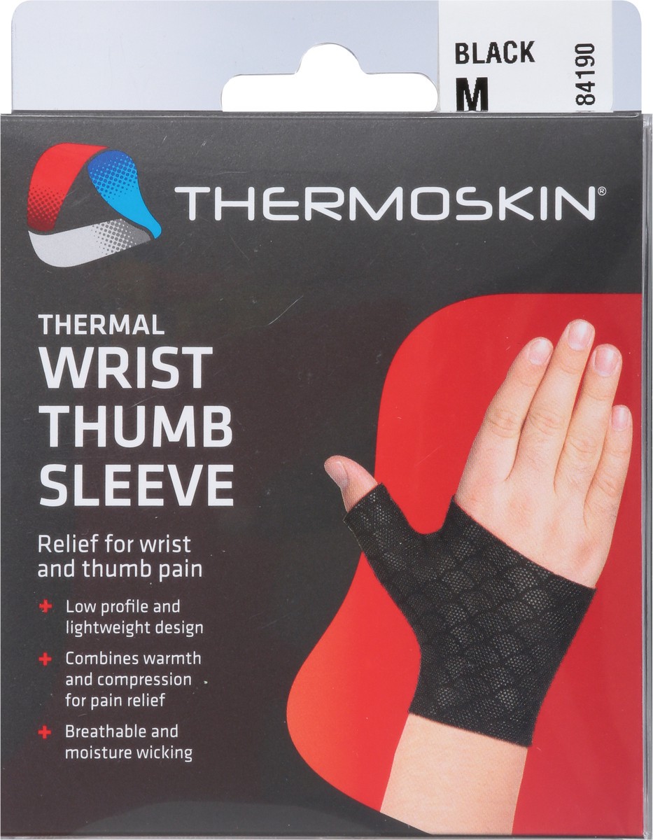 slide 9 of 13, Thermoskin M Black Thermal Wrist Thumb Sleeve 1 ea, 1 ct