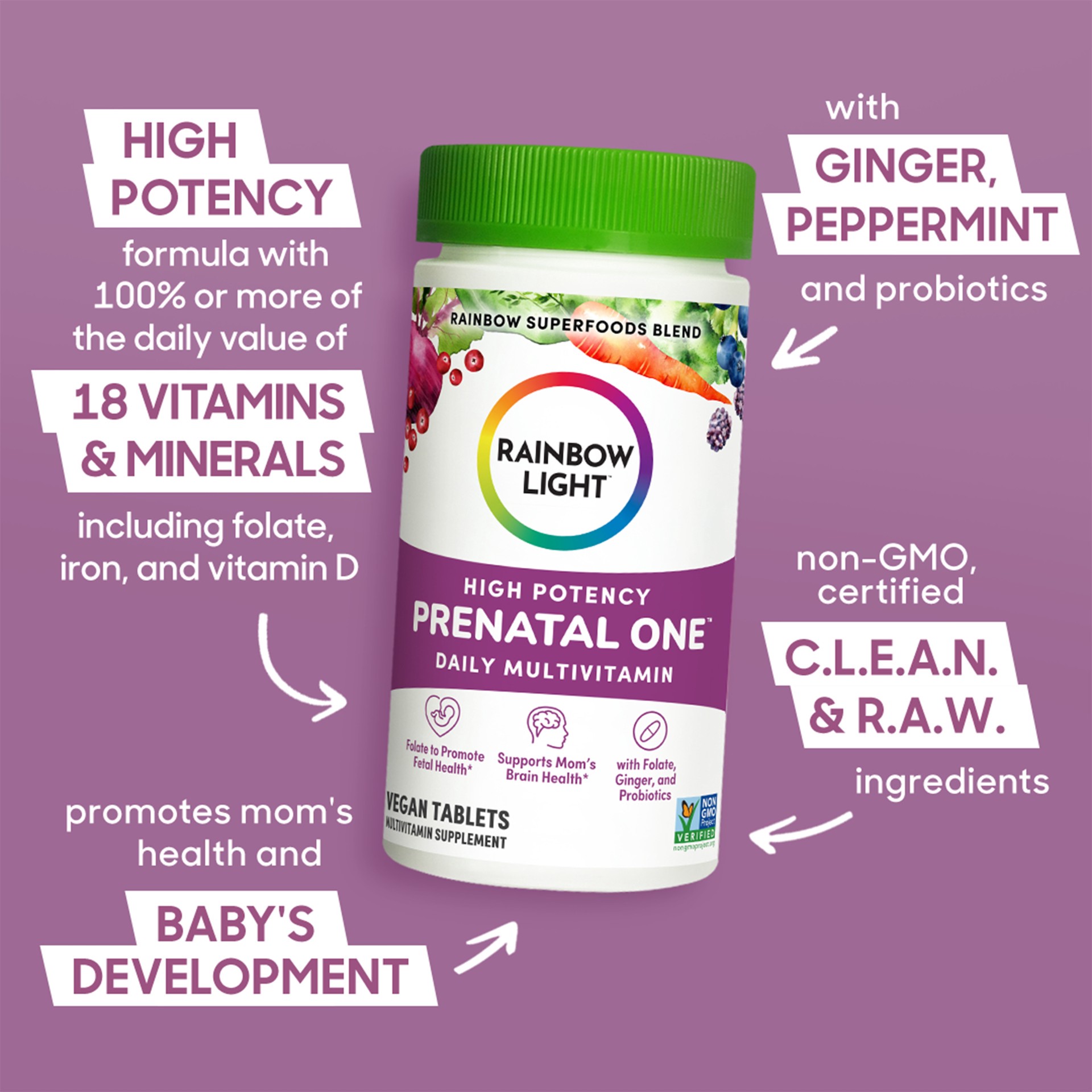 slide 4 of 5, Rainbow Light Prenatal One Multivitamin Tablets - 60ct, 60 ct