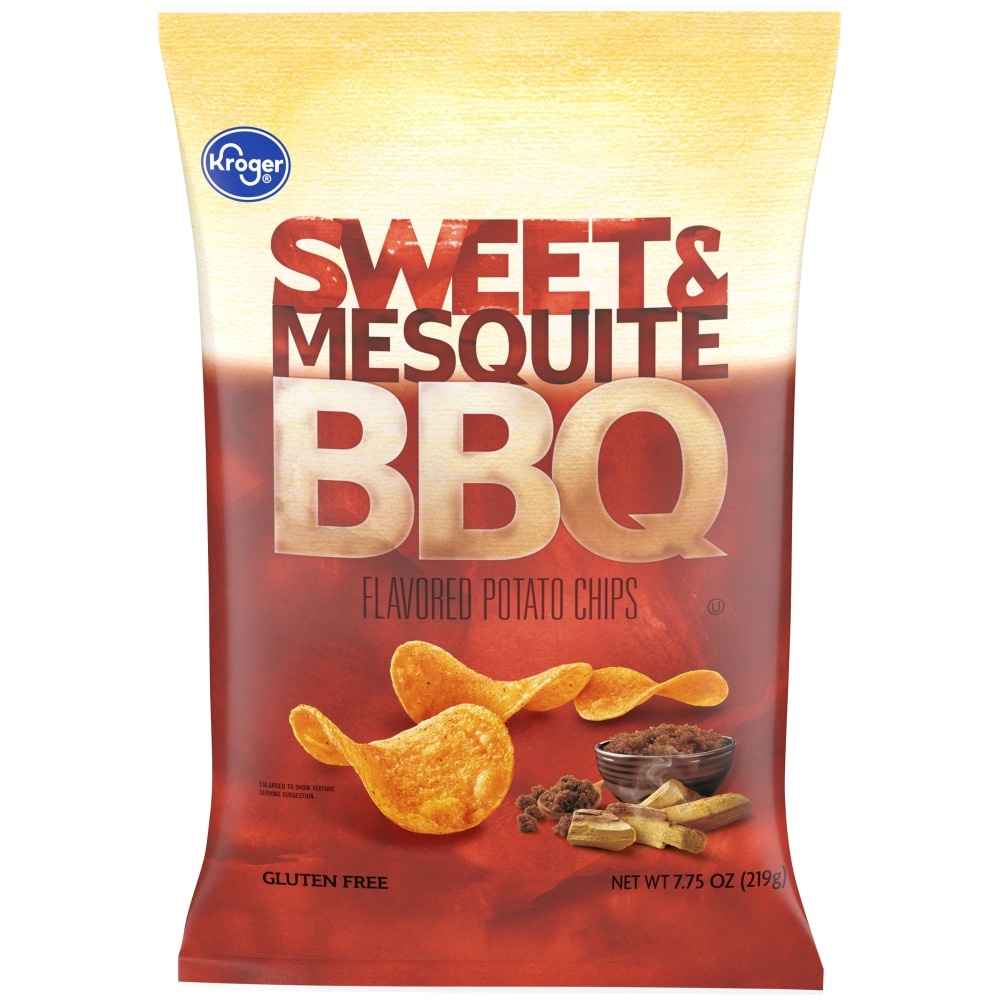 slide 1 of 1, Kroger Sweet & Mesquite Bbq Flavored Potato Chips, 7.75 oz