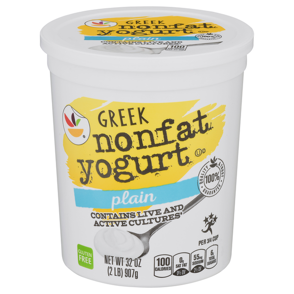 slide 1 of 1, GIANT Greek Yogurt Plain Non Fat All Natural, 32 oz
