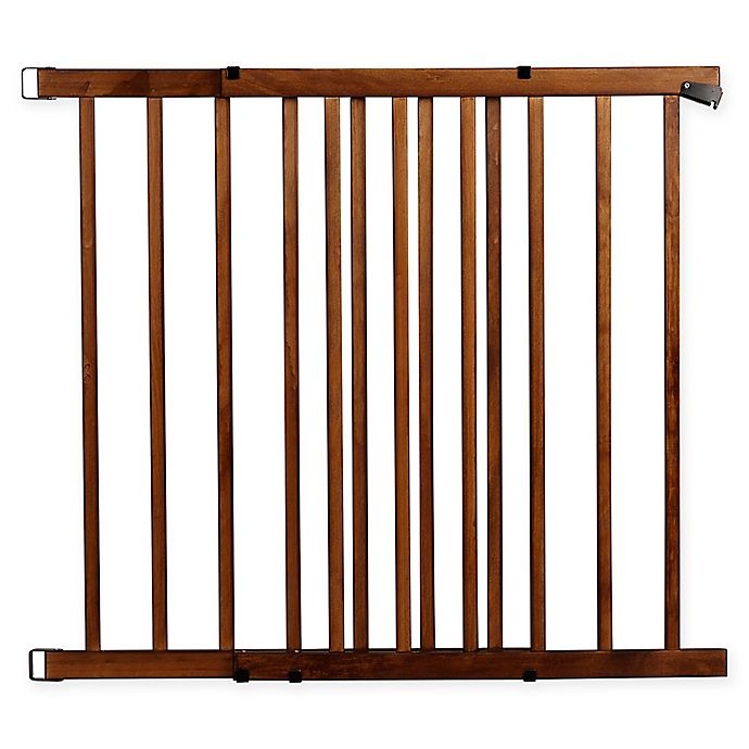 slide 1 of 8, Evenflo Walk-Thru Farmhouse Hardware-Mount Stairway Safety Gate - Brown, 1 ct