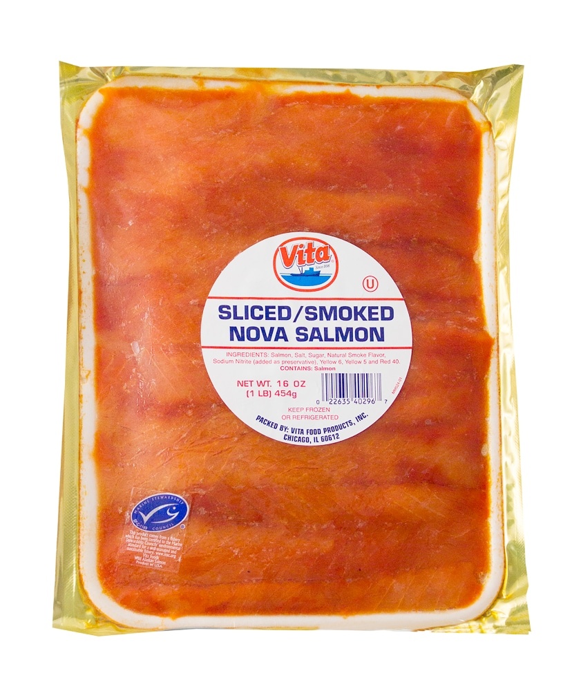 slide 1 of 1, Vita Sliced Smoked Nova Salmon, 16 oz