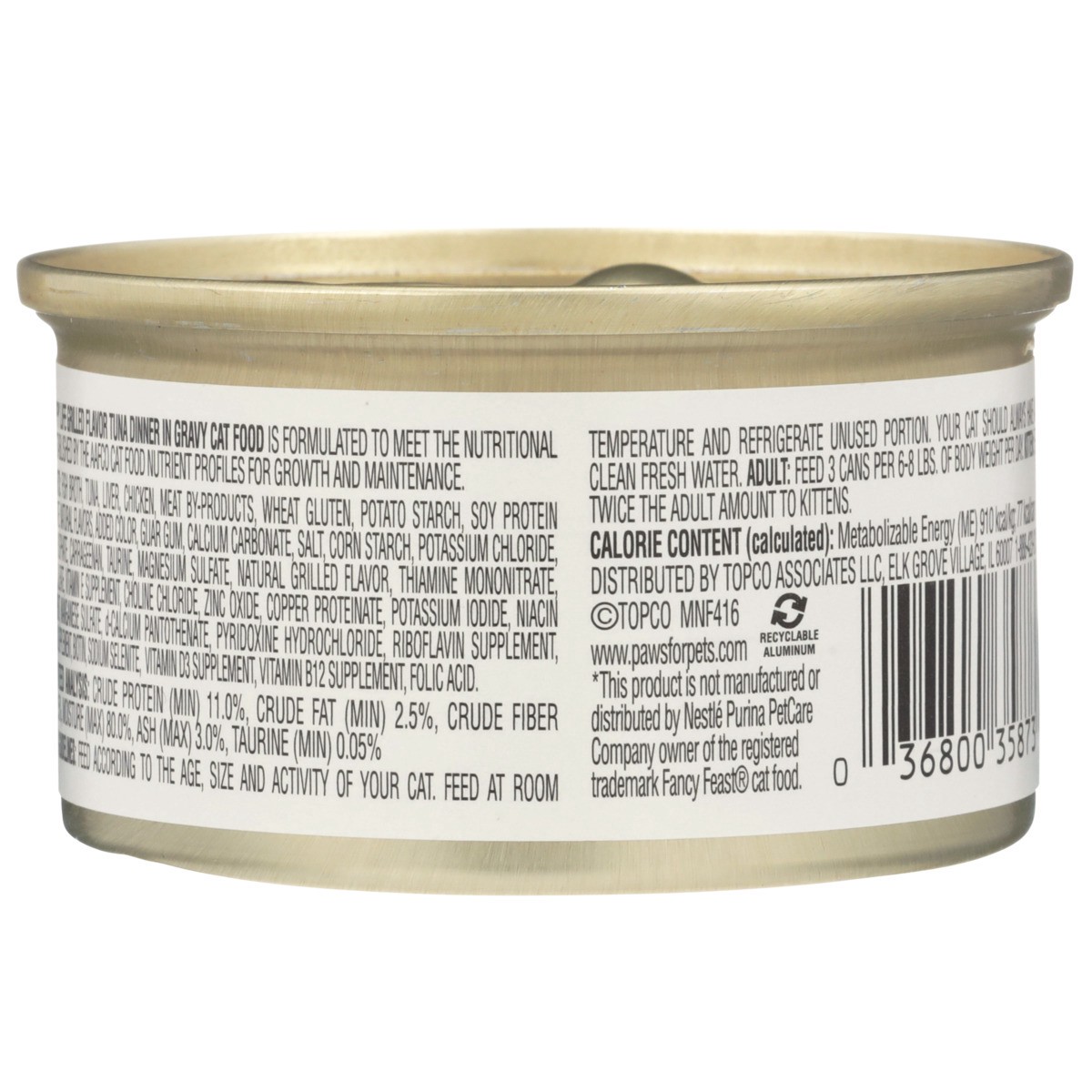 slide 3 of 11, Paws Happy Life Tuna Dinner In Gravy Grilled Flavor Cat Food, 3 oz