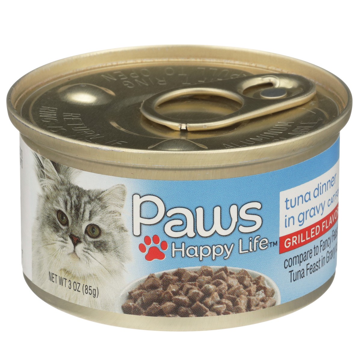 slide 5 of 11, Paws Happy Life Tuna Dinner In Gravy Grilled Flavor Cat Food, 3 oz