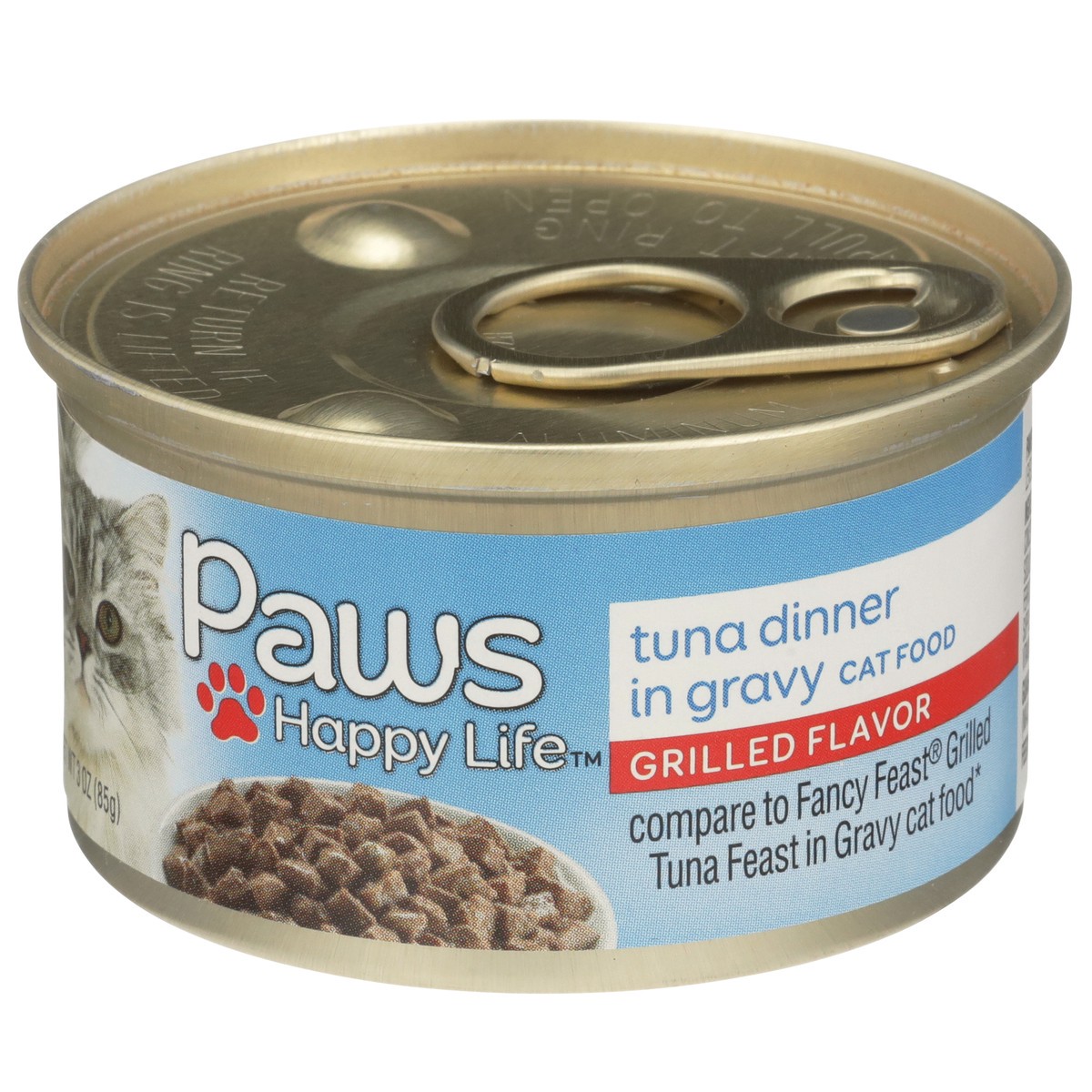 slide 6 of 11, Paws Happy Life Tuna Dinner In Gravy Grilled Flavor Cat Food, 3 oz